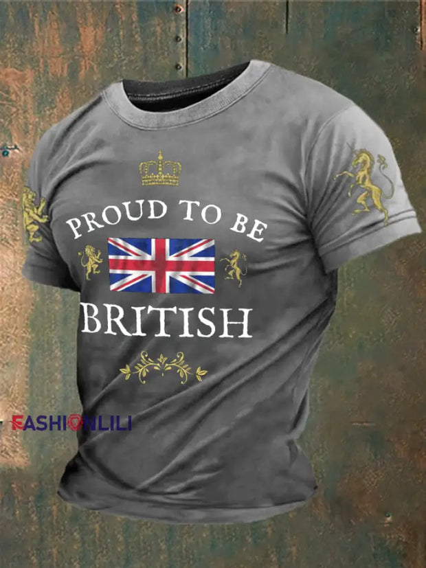 Men’s British Proud Printed T-shirt Light Gray / S
