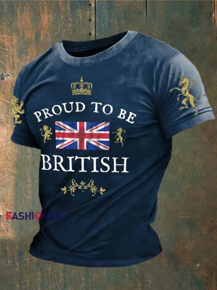 Men’s British Proud Printed T-shirt Navy Blue / S