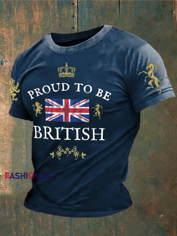 Men’s British Proud Printed T-shirt Navy Blue / S