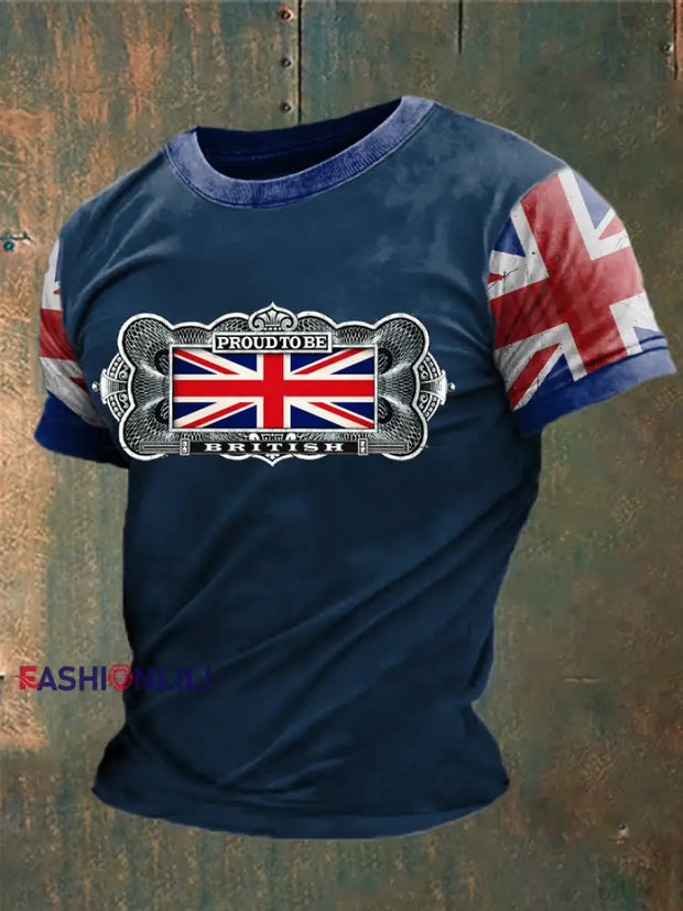 Men’s British Proud Printed T-Shirt Navy Blue / S