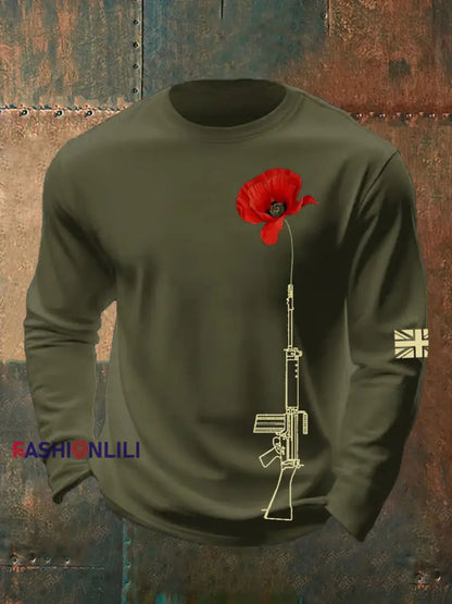 Men’s British Remembrance Day Crew Neck Sweatshirt Army Green / S