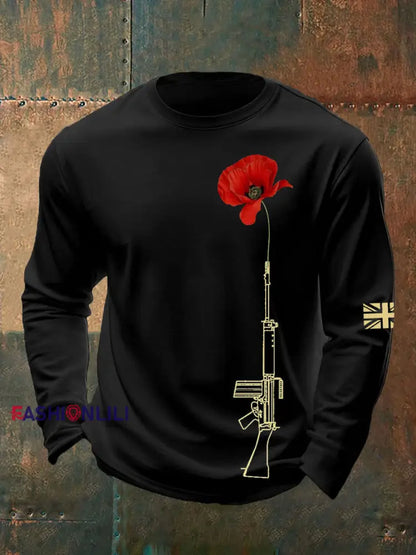 Men’s British Remembrance Day Crew Neck Sweatshirt Black / S