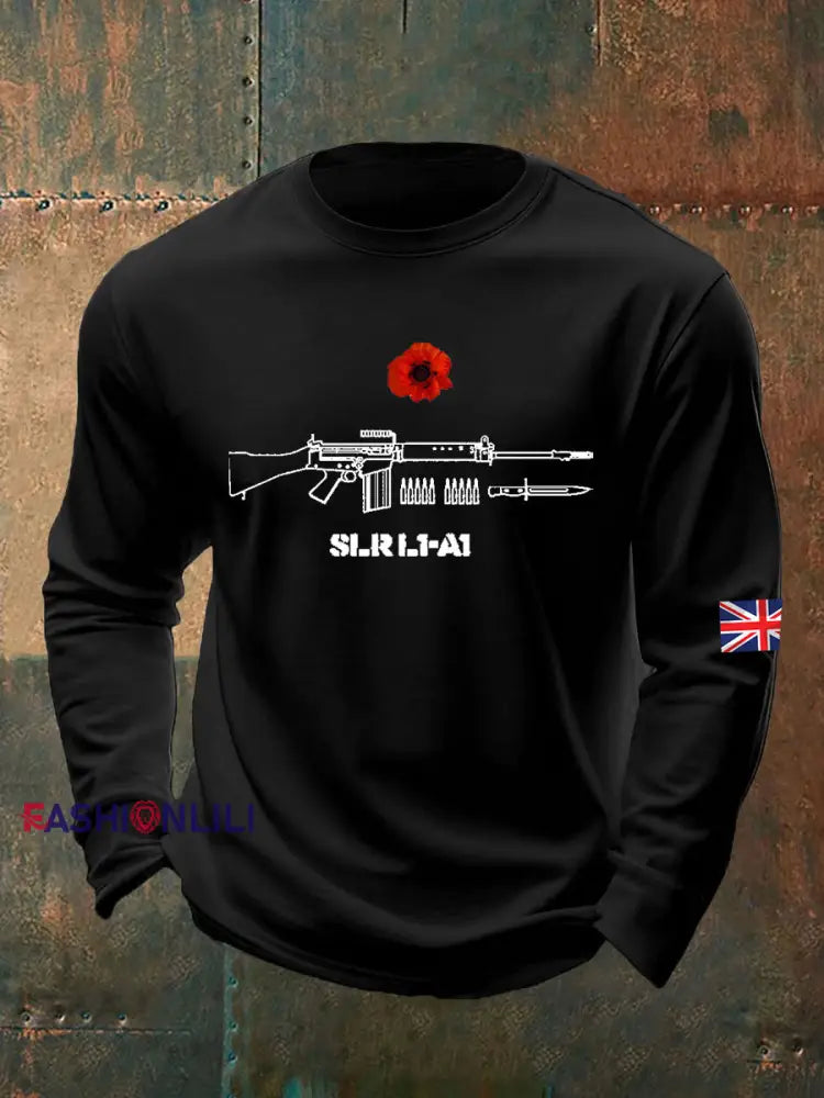 Men’s British Remembrance Day Crew Neck Sweatshirt Black / S