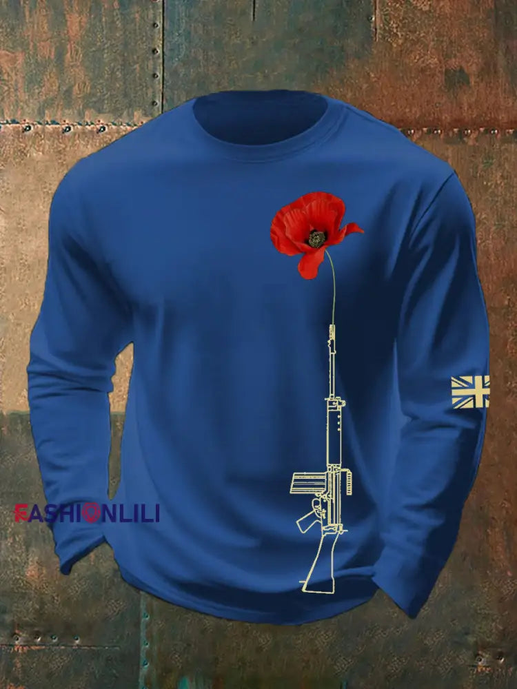 Men’s British Remembrance Day Crew Neck Sweatshirt Blue / S