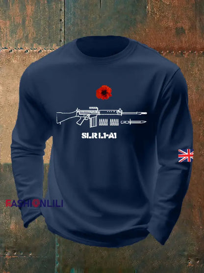 Men’s British Remembrance Day Crew Neck Sweatshirt Navy Blue / S