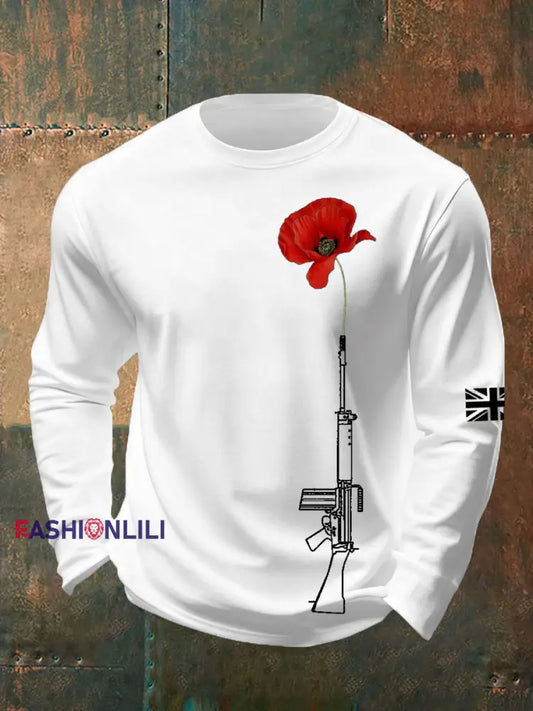 Men’s British Remembrance Day Crew Neck Sweatshirt White / S