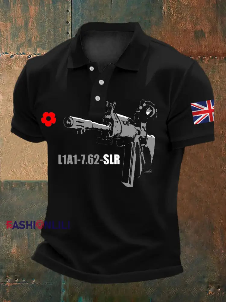 Men’s British Remembrance Day polo shirt Black / S
