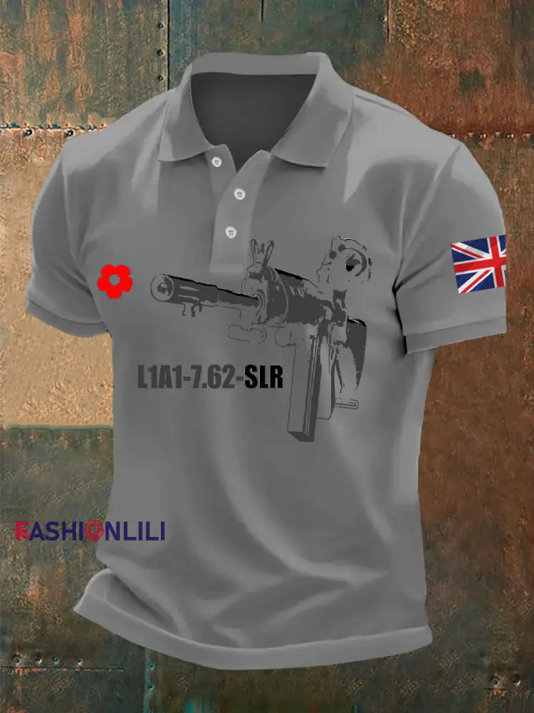 Men’s British Remembrance Day polo shirt Gray / S