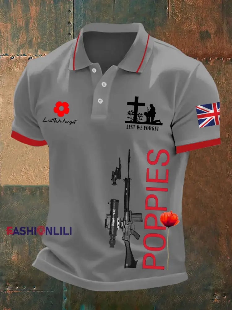 Men’s British Remembrance Day polo shirt Gray / S