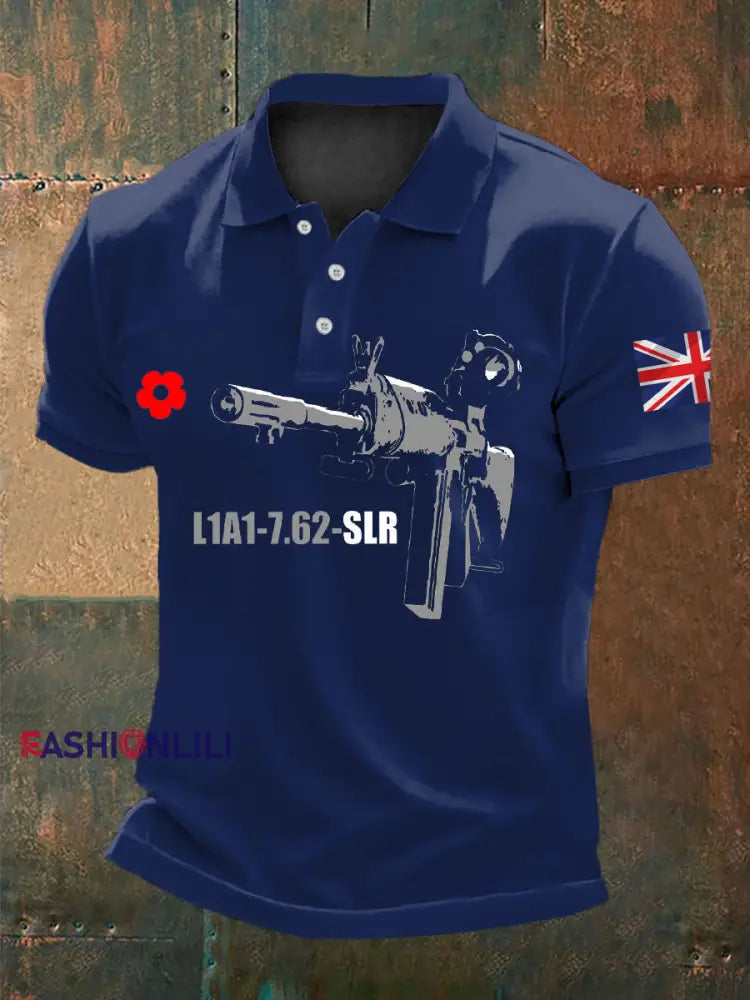 Men’s British Remembrance Day polo shirt Navy Blue / S