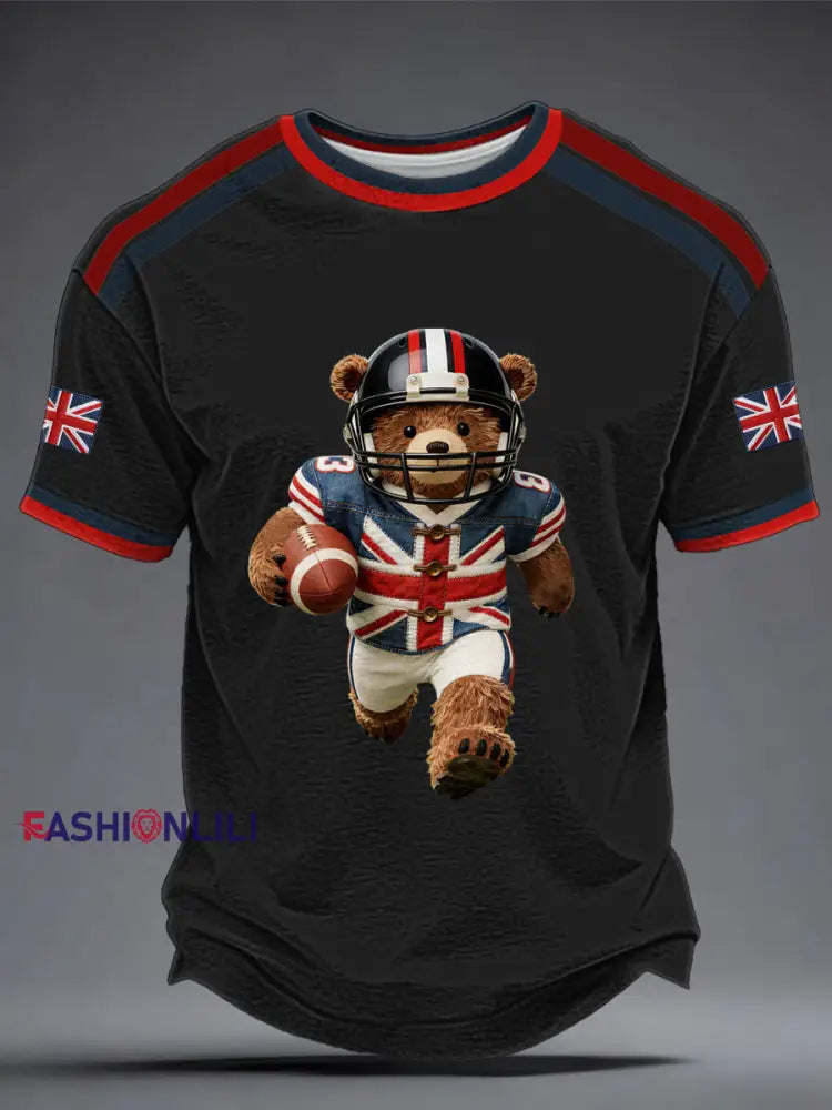 Men’s British Rugby Printed T-shirt Black / S