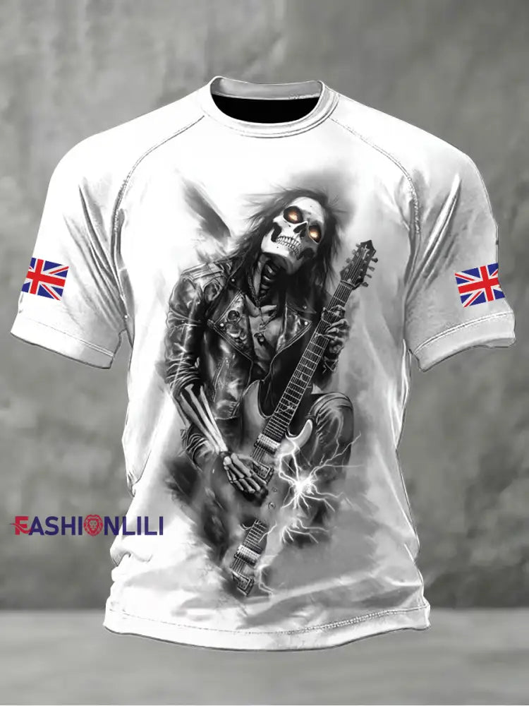 Men’s British Skeleton Printed Casual short sleeves t-shirt White / S