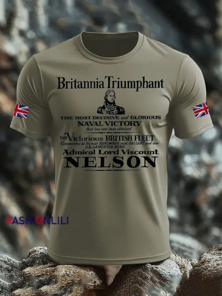 Men’s British Veteran imitation cotton short sleeved T shirt Army Green / S