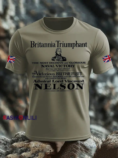 Men’s British Veteran imitation cotton short sleeved T shirt Army Green / S