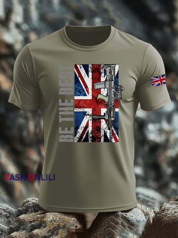 Men’s British Veteran imitation cotton short-sleeved T-shirt Army Green / S