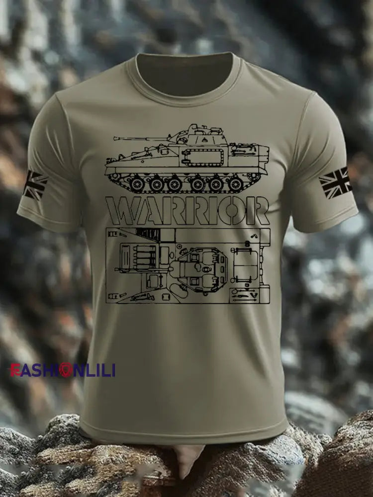 Men’s British Veteran imitation cotton short sleeved T shirt Army Green / S