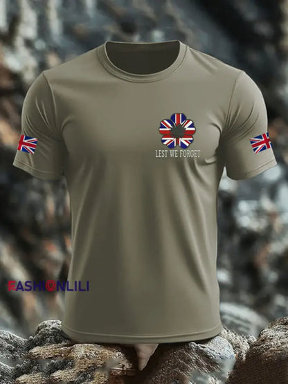 Men’s British Veteran imitation cotton short sleeved T shirt Army Green / S