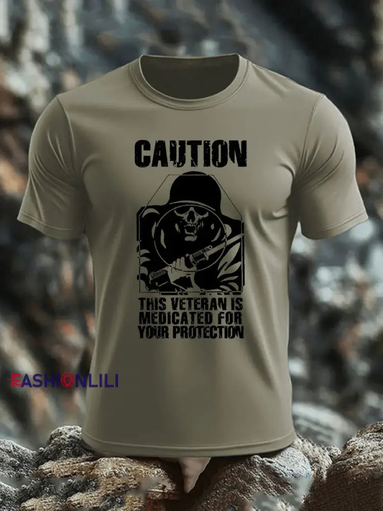 Men’s British Veteran imitation cotton short sleeved T shirt Army Green / S