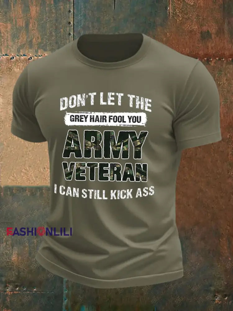 Men’s British Veteran imitation cotton short-sleeved T-shirt Army Green / S