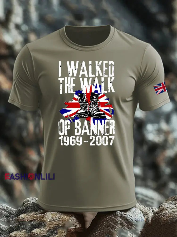 Men’s British Veteran imitation cotton short-sleeved T-shirt Army Green / S