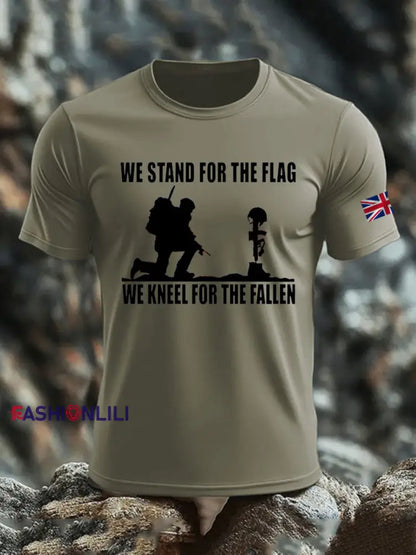 Men’s British Veteran imitation cotton short-sleeved T-shirt Army Green / S