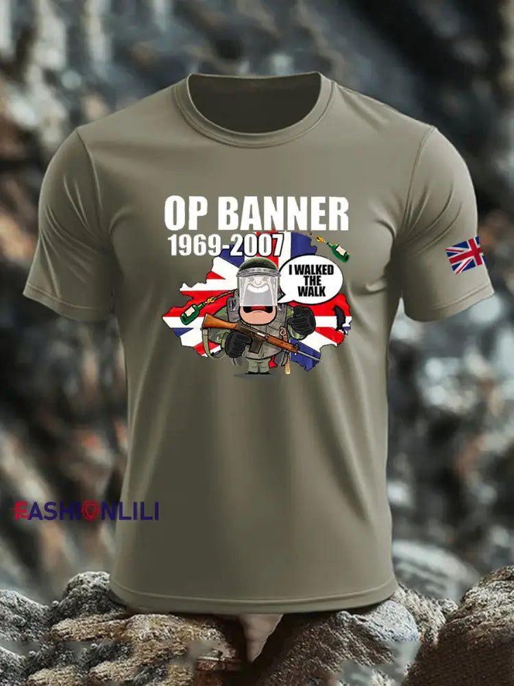 Men’s British Veteran imitation cotton short-sleeved T-shirt Army Green / S