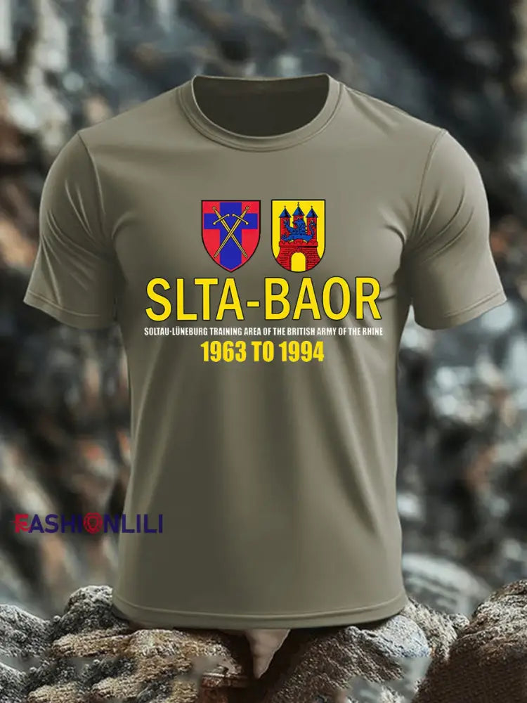 Men’s British Veteran imitation cotton short sleeved T shirt Army Green / S