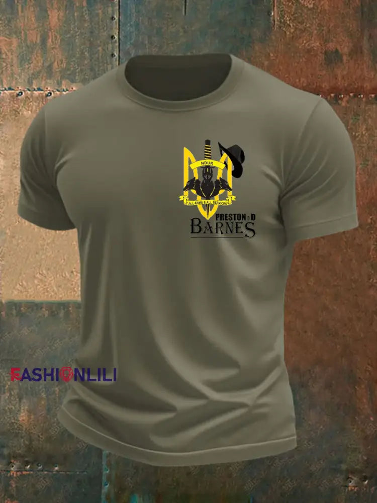 Men’s British Veteran imitation cotton short sleeved T shirt Army Green / S