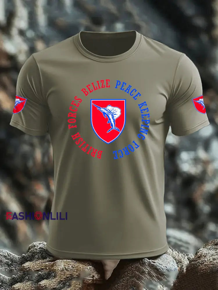 Men’s British Veteran imitation cotton short sleeved T shirt Army Green / S