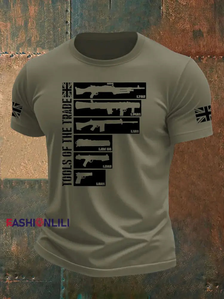 Men’s British Veteran imitation cotton short-sleeved T-shirt Army Green / S