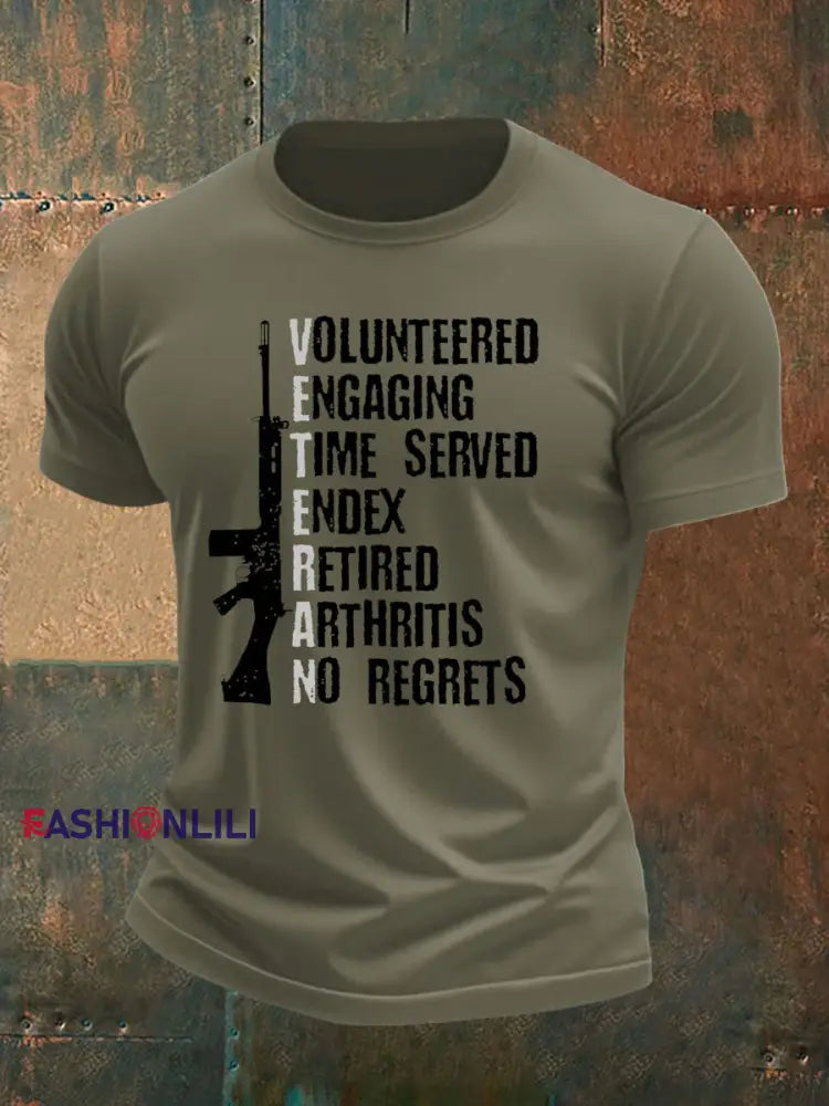 Men’s British Veteran imitation cotton short-sleeved T-shirt Army Green / S