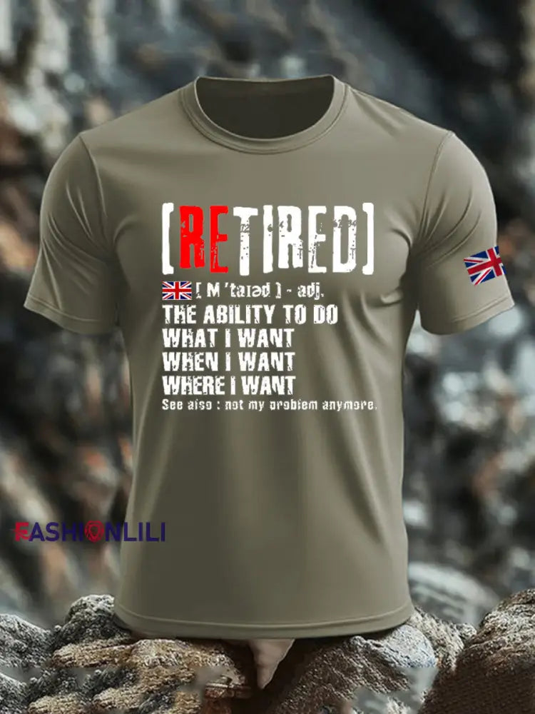 Men’s British Veteran imitation cotton short-sleeved T-shirt Army Green / S