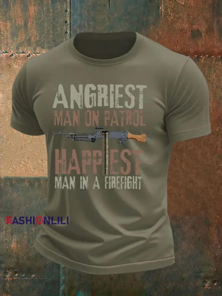 Men’s British Veteran imitation cotton short sleeved T shirt Army Green / S
