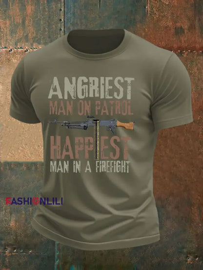Men’s British Veteran imitation cotton short sleeved T shirt Army Green / S