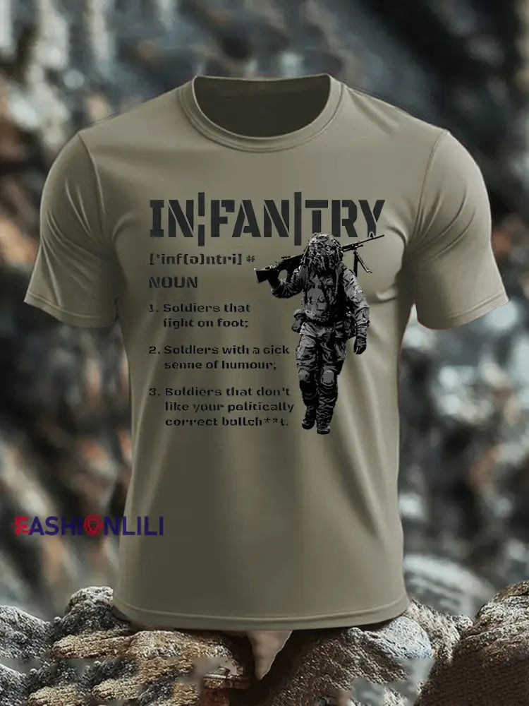 Men’s British Veteran imitation cotton short-sleeved T-shirt Army Green / S