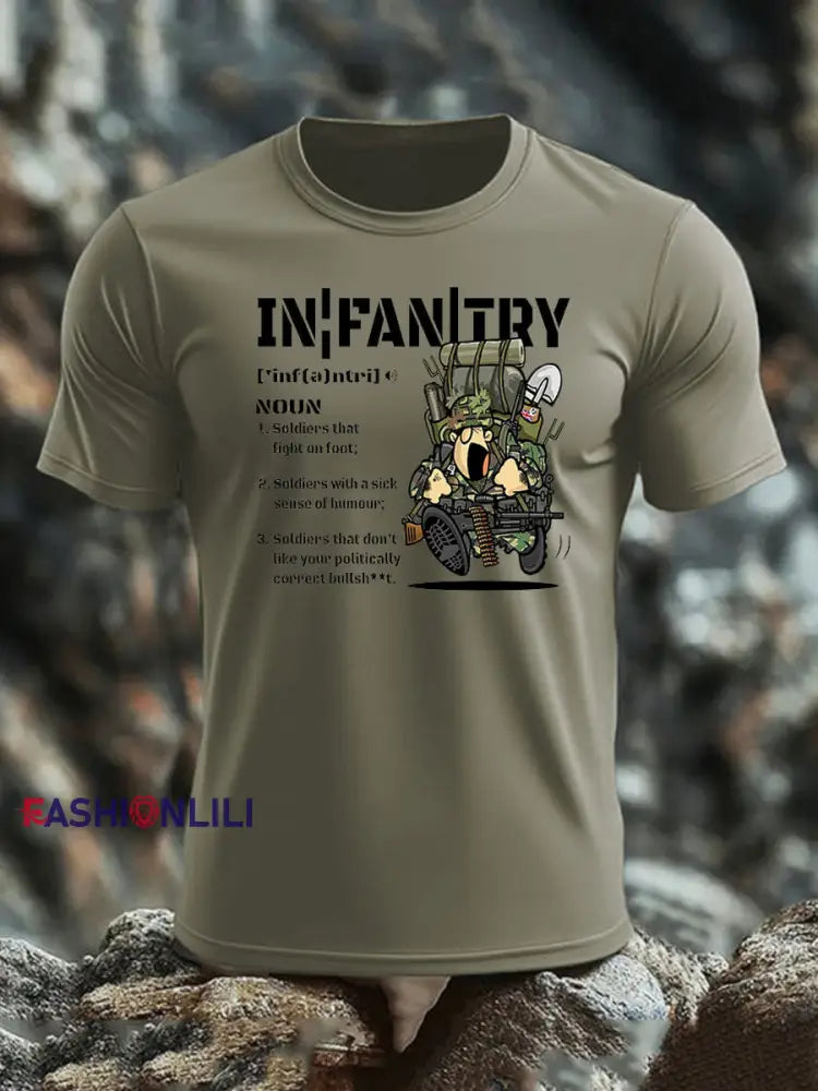 Men’s British Veteran imitation cotton short-sleeved T-shirt Army Green / S