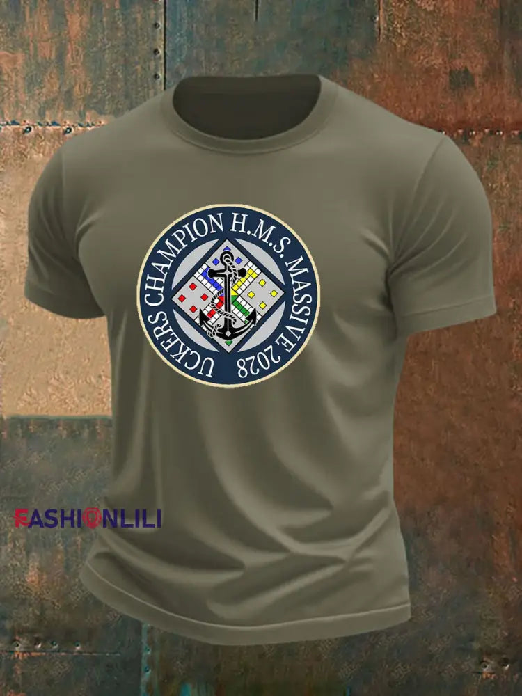 Men’s british veteran imitation cotton short sleeved T shirt Army Green / S