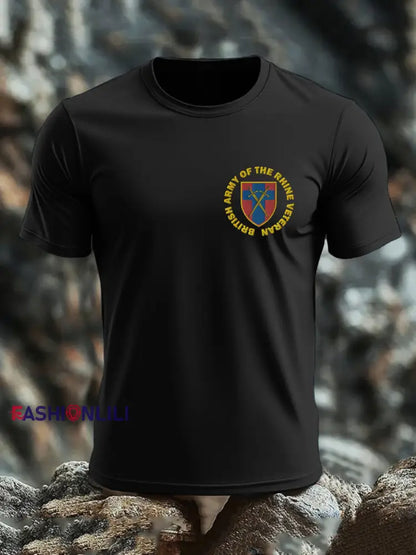 Men’s British Veteran imitation cotton short sleeved T shirt Black / S
