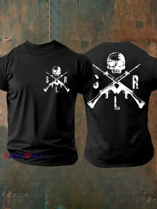 Men’s British Veteran imitation cotton short sleeved T shirt Black / S