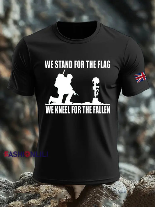 Men’s British Veteran imitation cotton short-sleeved T-shirt Black / S