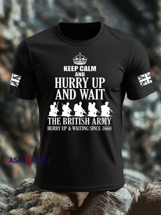 Men’s British Veteran imitation cotton short sleeved T shirt Black / S