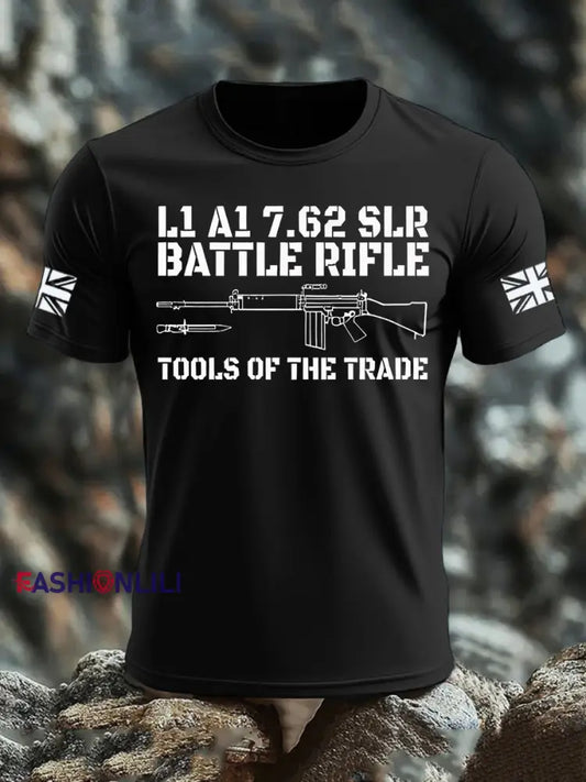 Men’s British Veteran imitation cotton short-sleeved T-shirt Black / S