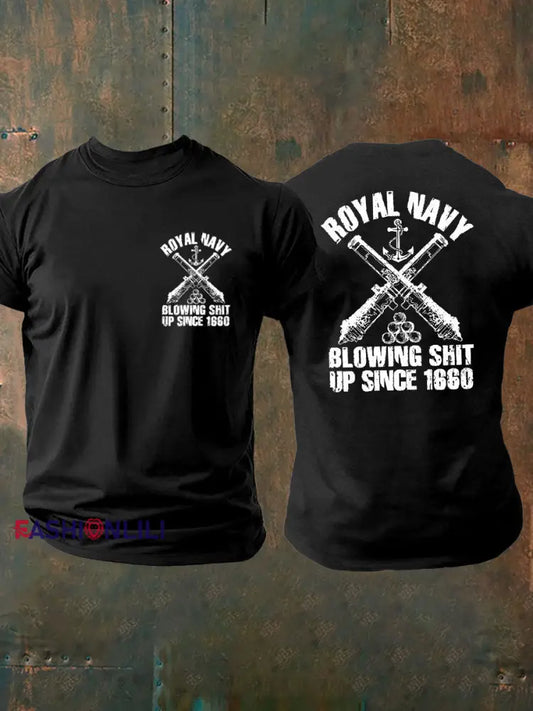 Men’s British Veteran imitation cotton short sleeved T shirt Black / S