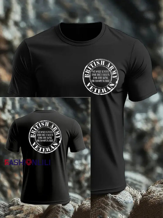 Men’s British Veteran imitation cotton short-sleeved T-shirt Black / S