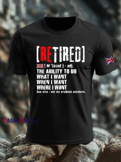 Men’s British Veteran imitation cotton short-sleeved T-shirt Black / S