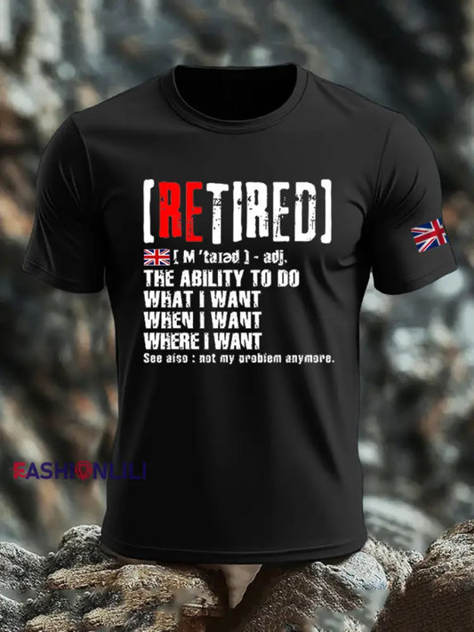 Men’s British Veteran imitation cotton short-sleeved T-shirt Black / S