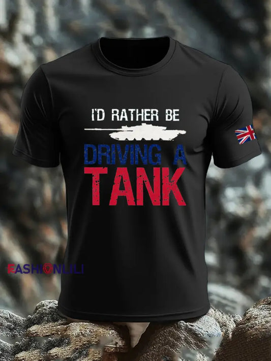 Men’s British Veteran imitation cotton short-sleeved T-shirt Black / S