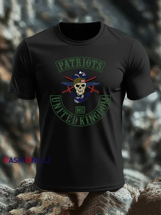 Men’s British Veteran imitation cotton short-sleeved T-shirt Black / S