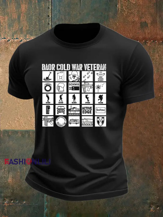 Men’s British Veteran imitation cotton short sleeved T shirt Black / S