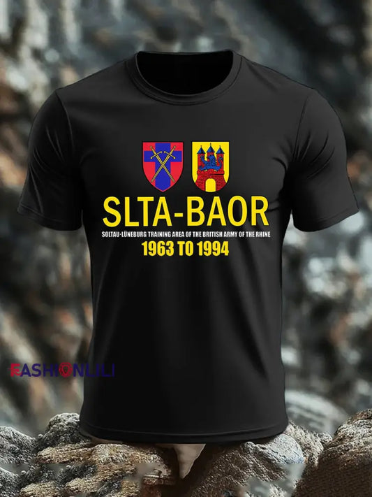 Men’s British Veteran imitation cotton short sleeved T shirt Black / S